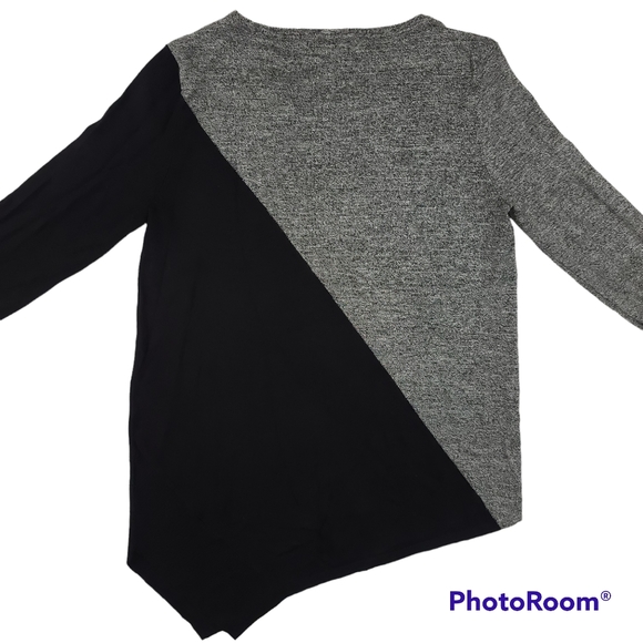 Calvin Klein Sweater Womens Small Asymmetric Tunic Color Block Black Gray - Picture 4 of 10
